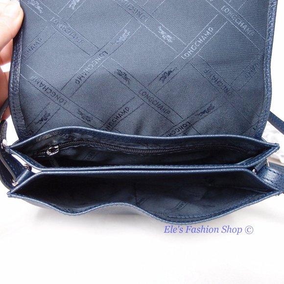 NWT LONGCHAMP Le Foulonne Small Leather Crossbody NAVY BLUE Authentic! - Picture 12 of 15